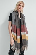 2 STUKS- KORA Sjaal Dames - Omslagdoek Dames - GESTREEPT ZWART