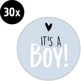 30x Sluitsticker It's a Boy! | Blauw | 40 mm | Geboorte Sticker | Sluitzegel | Sticker Geboortekaart | Baby nieuws | Zwangerschap |Luxe Sluitzegel