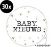 30x Sluitsticker Baby Nieuws | Goud Folie | 44 mm | Geboorte Sticker | Sluitzegel | Sticker Geboortekaart | Luxe Sluitzegel