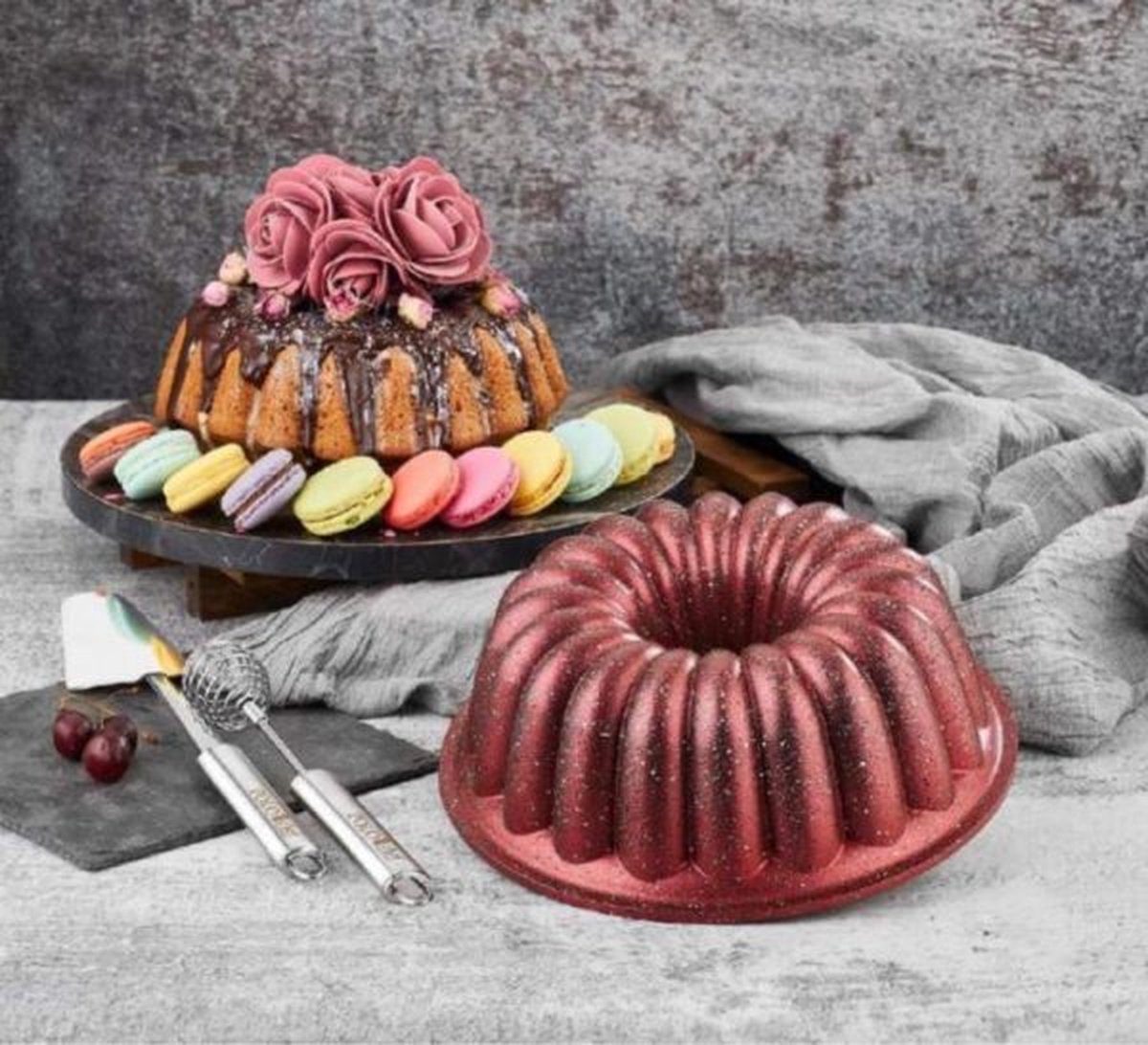 Polo Chef Bakvorm Cake Pan Cakevorm - 25 cm - Bordeauxrood