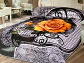 Sleeptime blankets - Luxe deken - supersoft kingsize sprei - 200x230cm - flower grey rozen