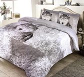 Refined bedding - Warm Flanellen Dekbedovertrek Wolf Forest - 240x200cm