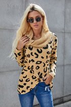 Gebreide Sweater Trui Dames - Luipaardprint Beige - Maat M