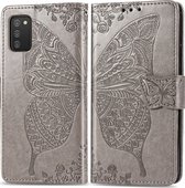 Samsung Galaxy A03s Hoesje - Mobigear - Butterfly Serie - Kunstlederen Bookcase - Grijs - Hoesje Geschikt Voor Samsung Galaxy A03s