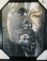 Schilderij - zwarte lijst - Art Collection - Woman - black - gold - 43x53cm