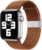 By Qubix Braided nylon bandje - Bruin - Geschikt voor Apple Watch 38mm - 40mm - 41mm - Compatible Apple watch bandje - smartwatch bandje nylon bandje