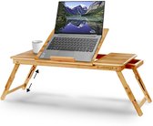 AWEMOZ Laptoptafel - Laptop Standaard - Bamboe Hout - Bedtafel - Laptopstandaard - Computertafel - Klaptafel - Laptop Verhoger - Bijzettafel - XL - Cadeau voor Mannen en Vrouwen - Vaderdag Cadeau