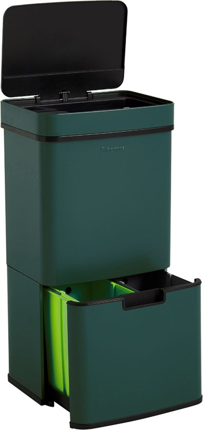 Homra NEXO Prullenbak Afvalscheiding 3 vakken - 72 Liter (2x12 + 48 L) met  infrarood... | bol.com