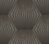 AS Creation Titanium 3 - Art Deco behang - Metallic lijnenpatroon - donkerbruin - 1005 x 53 cm