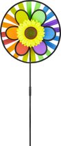 Relaxdays windmolen regenboog - grote tuinsteker bloem - windspel kinderen - tuindecoratie