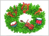 Carte de Noël Couronne de Noël avec instruments de musique