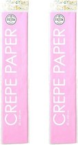 2x CREPE PAPIER 50X250CM  Globos baby roze pink 250 x 50 cm.
