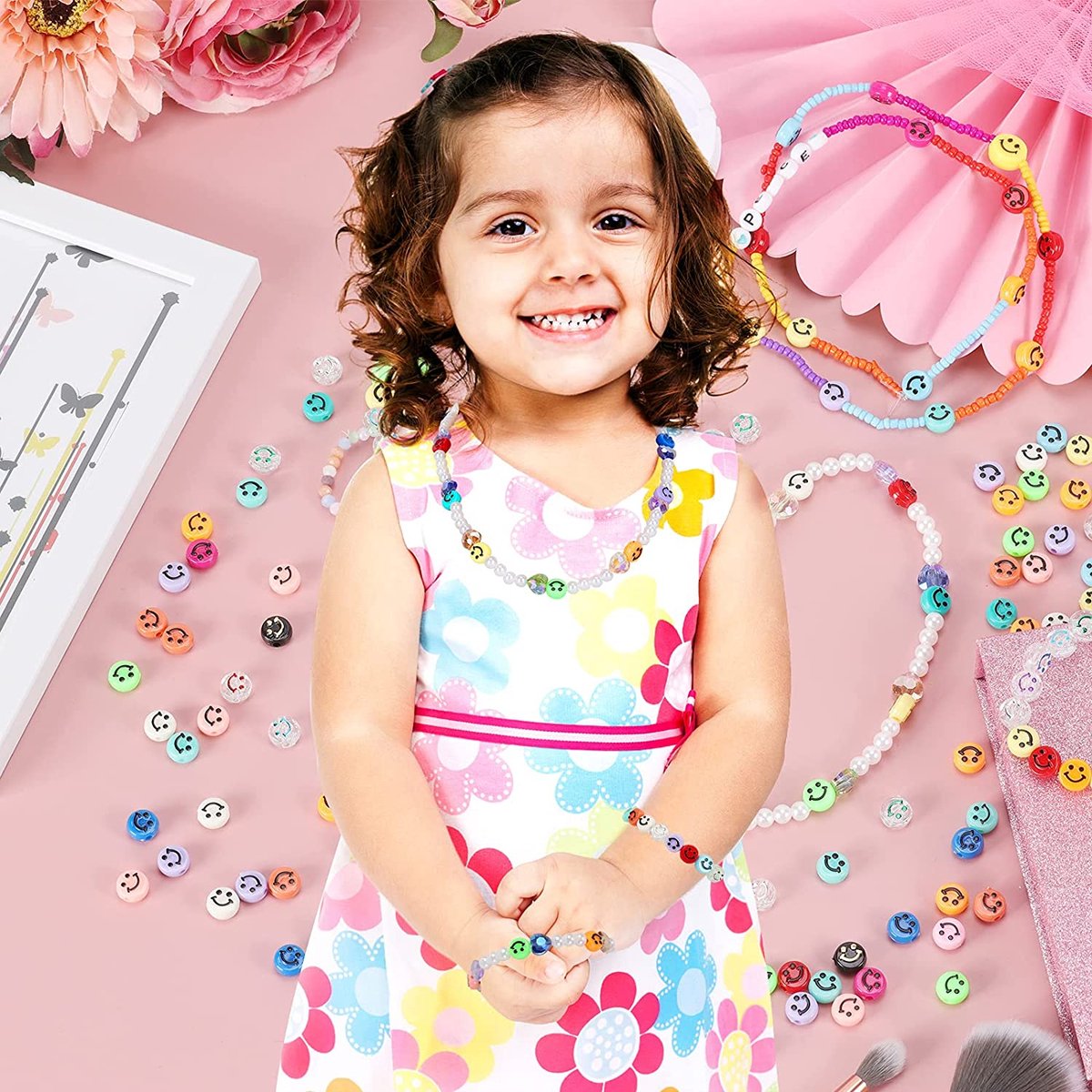 Behave Smiley Kralen Set 375 Stuks - 15 Kleuren - Kralen Doos - DIY Sieraden Maken - Knutselen Meisjes - Incl. Rijgdraad — afbeelding 4