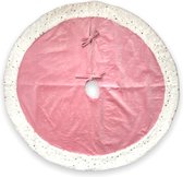 Kerstboomrok | Roze | Goud | Sterren | Ø100 CM | Pluche | Kerstdecoratie | Kerstboom Versiering | Kerstboomstandaard Afdekking | Voor Onder De Kerstboom | Kerstmis | Feestdagen | M