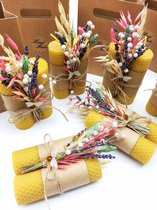 Bijenwas Kaarsen-Kaarsen-Kaarsen set cadeau -droogbloemen met kaarsen-Cadeau voor vrouw-moederdag cadeau