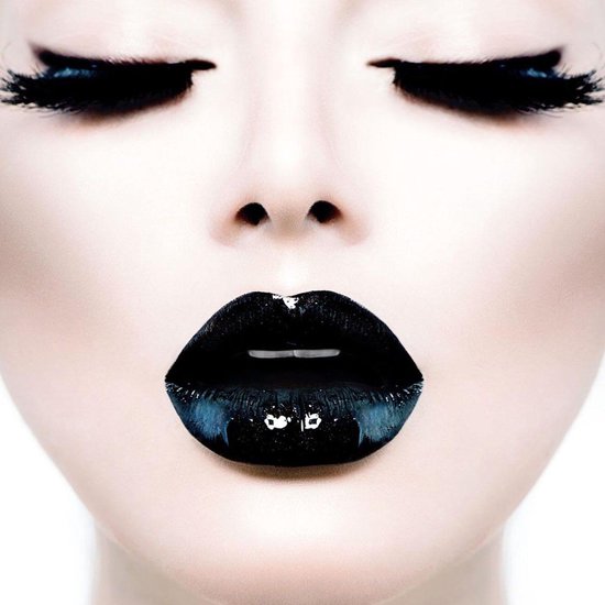 Black lips – 110cm x 110cm - Fotokunst op PlexiglasⓇ incl. certificaat & garantie.