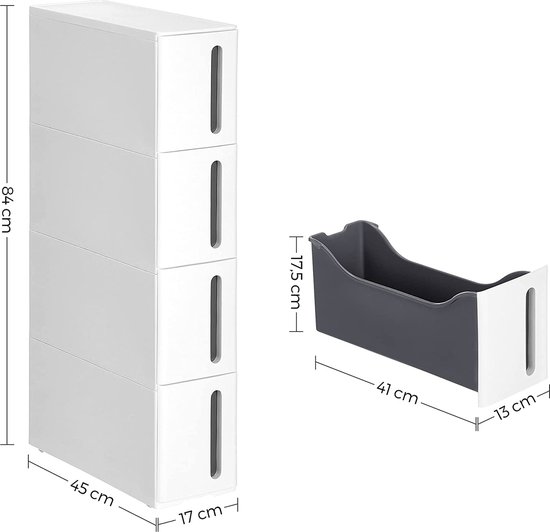 COSTWAY Rolwagen Met 4 Niveaus, Serveerwagen Wielen En Afneembaar Dienblad Multifunctionele Wagen Keukenwagen Opbergwagen Voor Keuken Badkamer 40 X 26 84 Cm Wit 1341888165