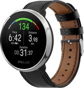 Strap-it Smartwatch bandje leer - geschikt voor Polar Unite / Ignite / Ignite 2 / Ignite 3 / Pacer - strak zwart