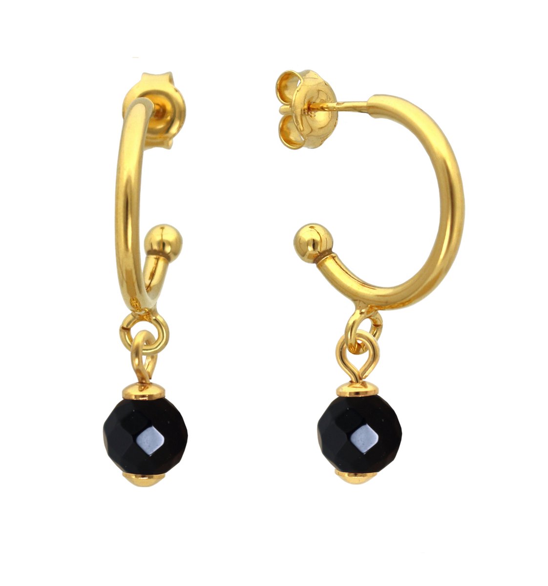 ARLIZI 2015 Oorbellen oorringen zwarte spinel hanger - verguld - 3 cm
