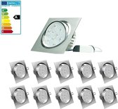 ECD Germany 10er Pack LED inbouwspots 9W 230V - Hoekig - 658 Lumen - Koud wit 6000K - kantelbaar 30° - IP44 - plafondverlichting inbouwspots