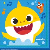 32x serviettes Bébé Shark 33 x 33 cm - Serviettes de décoration de table thème requin fête d'enfants 3 couches