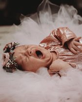 Little koekies - Glamour romper Roze 74/80 -  kerstoutfit - baby kerstkleding - Baby Cadeau - kraamcadeau - feestelijke outfit baby -