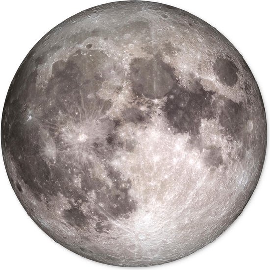 Muurcirkel Volle maan 45cm - rond schilderij - wandcirkel