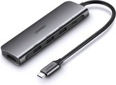 Ugreen USB-C naar HDMI 4K, 3x USB 3.0, Type-C PD + AUX Hub adapter (grijs)