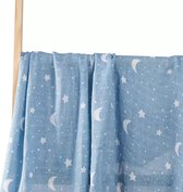 Louka swaddle maan en ster blauw - hydrofiel doek XL - 125x110 cm