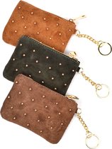portemonnee studs- suede-donkertaupe