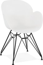 Alterego Design stoel 'SATELIT' wit industriële stijl met zwart metalen voeten