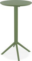 Alterego Hoge opvouwbare tafel 'GIMLI BAR' van groene kunststof voor binnen/buiten - Ø 60 cm