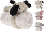 Pluche knuffel konijn met deken en roze sterren - knuffeldoekje - dekentje - kinderen