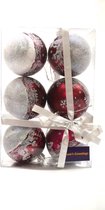 Kerstballen Sneeuwpop - 7 cm - 6 stuks - Rood Wit - Kerstboomversiering - Plastic
