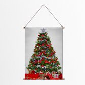 Textielposter Kerstboom Rood 60x80 cm