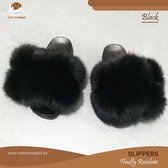 Slippers - Black Flouffy Balls - Melk&Koekjes 40
