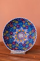 Turkse Schalen - Tapas schaaltjes - serviesset - aardewerk schaal - handmade - cadeau - schaaltjes - poefjuh servies - 15 cm x 1 stuk - Donker Blauw -