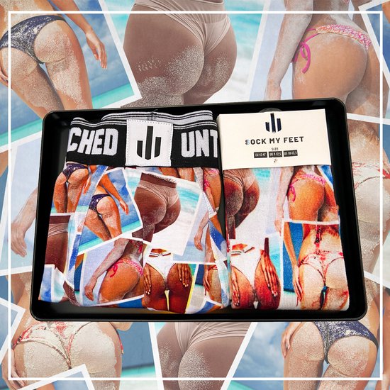 Pack de 2 boxers Untouched Sandy Hips hommes + Chaussettes - 39-42 - L - Cadeaux rigolos - Coffret homme - Conseils cadeaux homme
