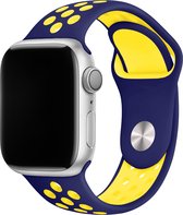 Sport watch bandje - Donkerblauw / Geel - 42/44/45mm - M/L - Series 1 2 3 4 5 6 7 SE - Geschikt voor Apple Watch
