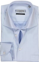 Ledub Modern Fit overhemd mouwlengte 7 - blauw - Strijkvrij - Boordmaat: 43