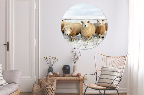 Cercle Mural - Cercle Mural Intérieur - Groupe de Moutons Curieux - ⌀ 150 cm - Décoration murale - Peintures Ronds