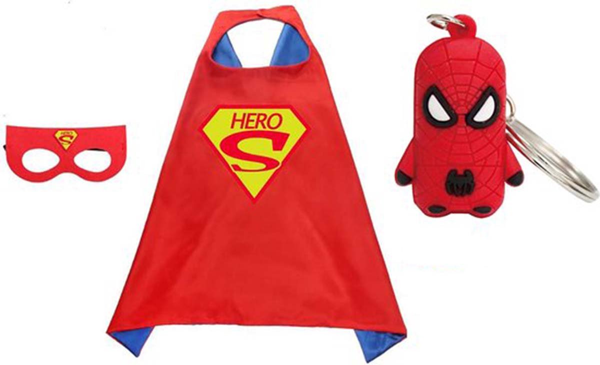 Het Betere Merk - Superheld kostuum kind - Spinnenheld hanger - verkleedkleren meisje - rode cape + masker 98/128 - verkleden kind - Het Betere Merk