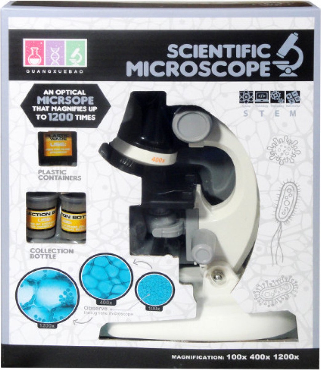 Microscope Enfant Kids Microscope 100x 400x 1200x Grossissement Kit de Microscope Scientifique Enfant Microscope Set pour Kids léducation Précoce Red 