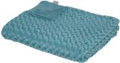 Atmosphera Bank/bed deken/plaid - geknoopt motief - 230 x 180 cm - aqua blauw