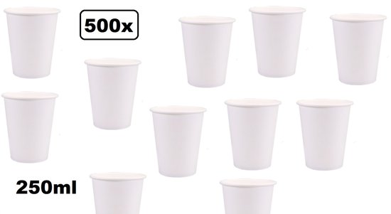 hengel punch Draai vast 500x Koffiebeker karton wit 250ml - Next generation Roer staafjes koffie beker  melk... | bol.com
