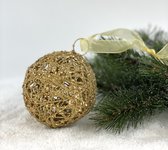 Oneiro's luxe kerstbal KROS Goud – ø10 cm - kerstbal - luxe verpakking – kerstcollectie – kerstdecoratie – kerstboomhanger – kerstversiering - goud