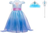 Carnavalskleding - Frozen - - Elsa Prinsessenjurk - maat 134/140 - Staf/Kroon