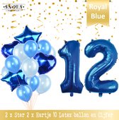 Cijfer Ballon 12 Jaar * Hoera 12 Jaar Verjaardag Decoratie  Set van 15 Ballonnen * 80 cm Verjaardag Nummer Ballon * Snoes * Verjaardag Versiering * Kinderfeestje * Royal Blue * Nummer Ballon 