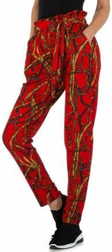 Fashion Design heerlijke print broek rood S/M