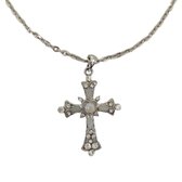 Ketting - Cross - Zilverkleurig - Kruis hangertje - Zirkonia - 61 Centimeter - Damesdingetjes